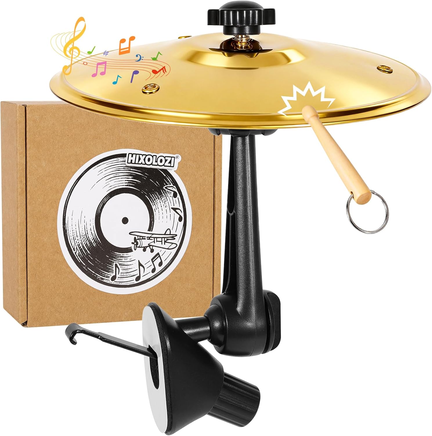 Mini Car Cymbal for Air Vent with drumsticks, Premium Alloy Crash Cymbal, Music Lover Car Accessory(Gold)