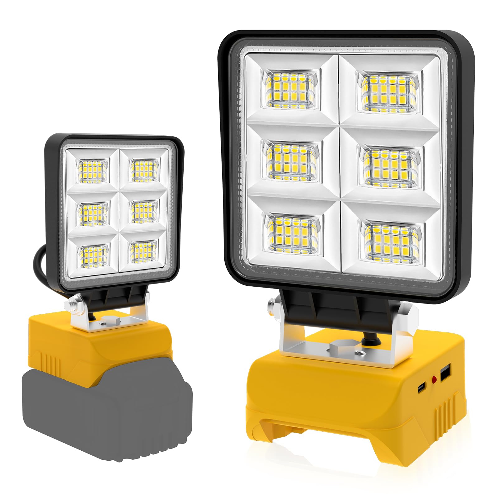 T-SUN Cordless Work Light Compatible with Dewalt 18V/20V Battery Wide Beam 48W Spotlight with Low Voltage Protection & USB-C Charging 5200LM for Jobsite Emergency Workshop Garage (No Battery)