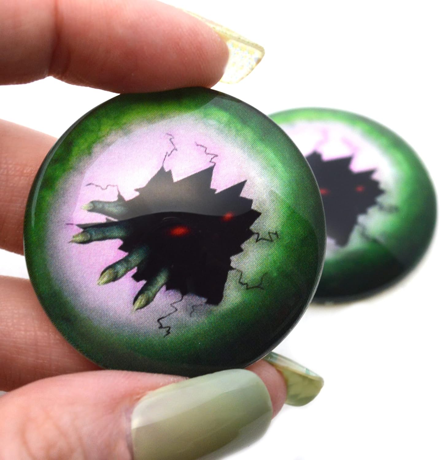 Megan's Beaded Designs Break in Scary Zombie Monster Horror Glass Eyes 6mm to 60mm Horror Hand Halloween Red Eye Prop Jewelry Making Art Doll Parts Sculpture Craft (60mm)