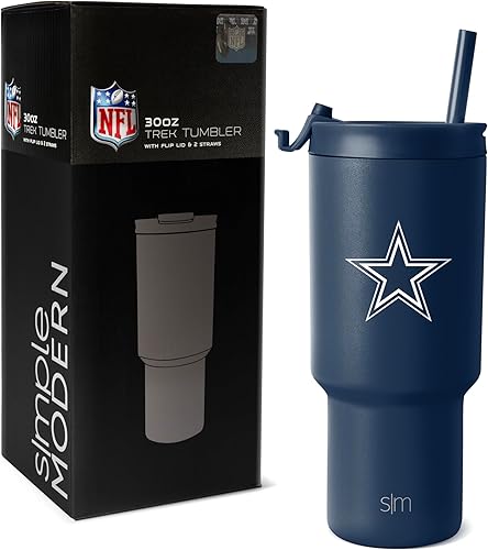 Simple Modern Vaso con licencia oficial de la NFL de 30 onzas con tapa abatible y pajitas, vaso aislado de acero inoxidable, regalos para hombres y