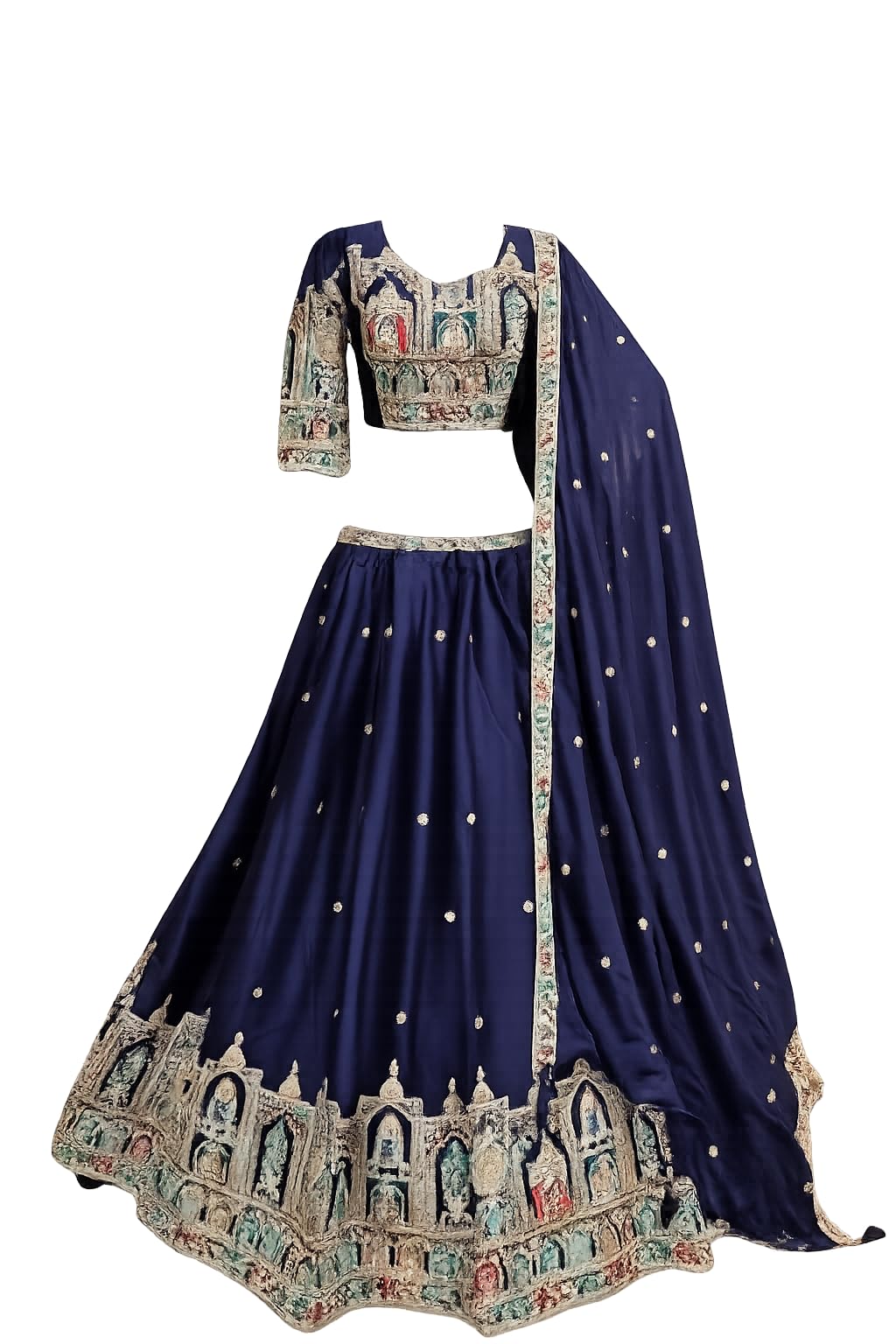 Star Georgette Sequins Embroidered Lehenga Choli with Dupatta (Blue, Readymade)