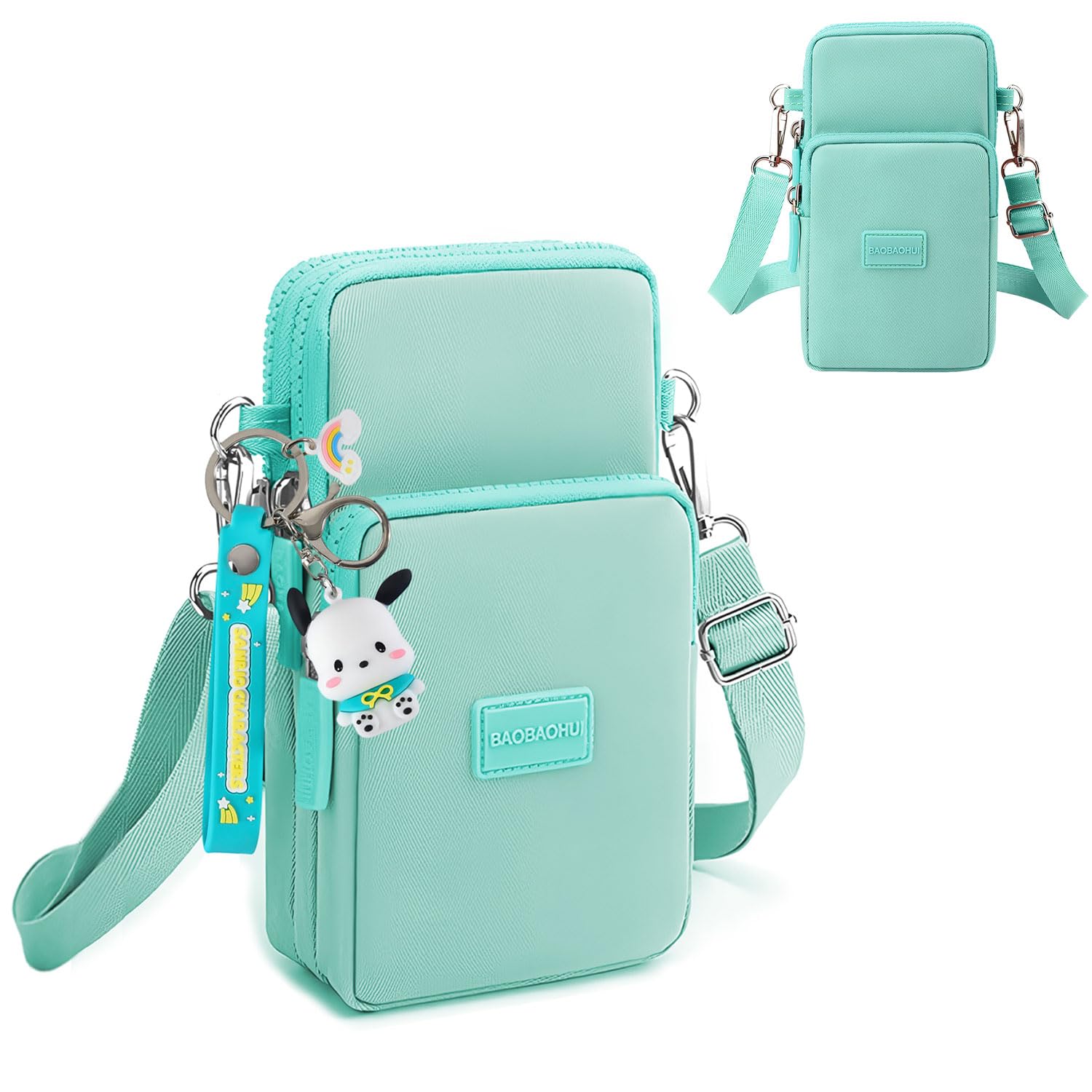 BendJoy Small Sling Bag for Women and Girls, Cross Body Phone Bags, Mint green Mobile Sling Bag with Pochacco Keychain (B0D93L27RT) Amazon Price History, Amazon Price Tracker