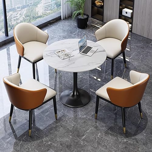 Miniatura 13 de YVYKFZD Round Dining Table Set, Office Reception Room Club Table and Chairs Combination, Small Conference Table, Simple Negotiation Table Conference