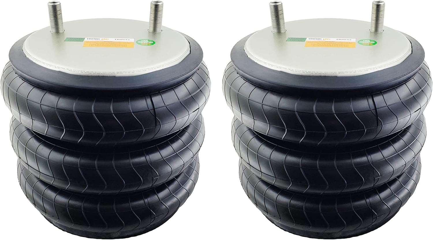 2 pack of TORQUE Triple Convoluted Air Spring Bag (Replaces Firestone 8042, W01-358-8042, Hendrickson 1015, SAF Holland 905-57-236) (2 x TR8042)