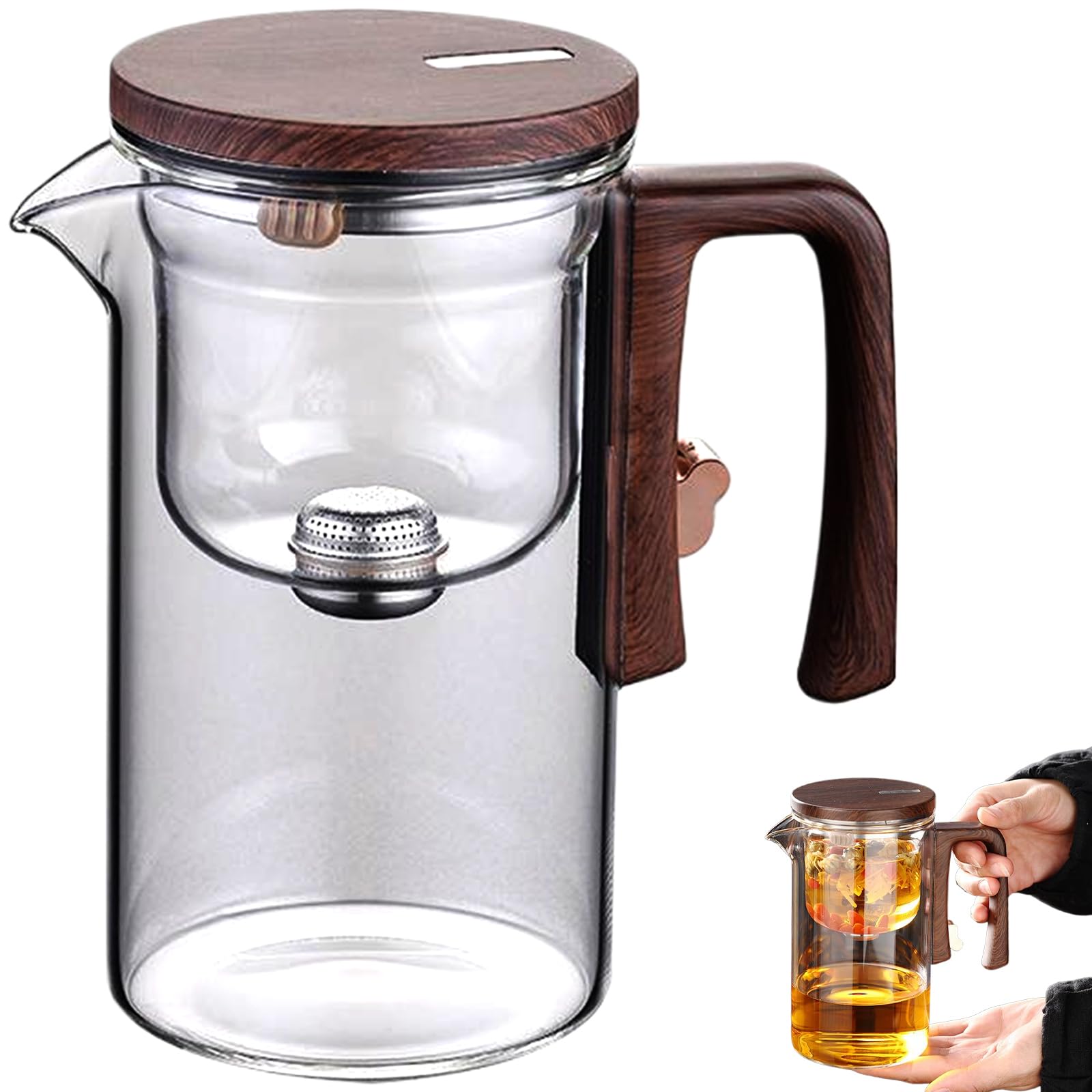 Théière magnétique avec poignée et Bec de 520 ML de Verre théière avec infuseur pour Une Lavable détachable résistante à la Chaleur en Vrac avec Couvercle pour la Maison, Bureau, ca
