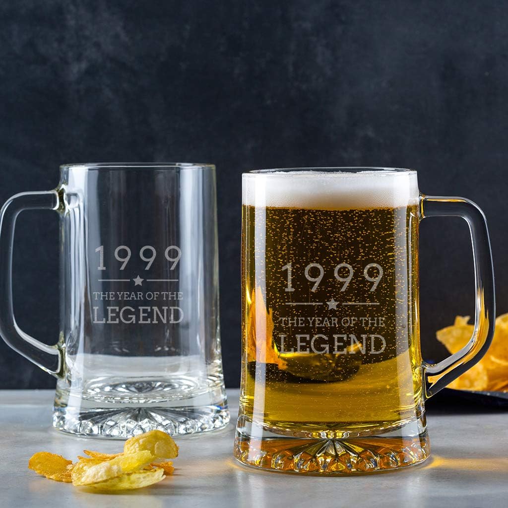 Dust and Things Engraved Tankard - 2004 Year of The Legend Design - 21st Birthday Gifts for Men - 20oz Glass Stein
