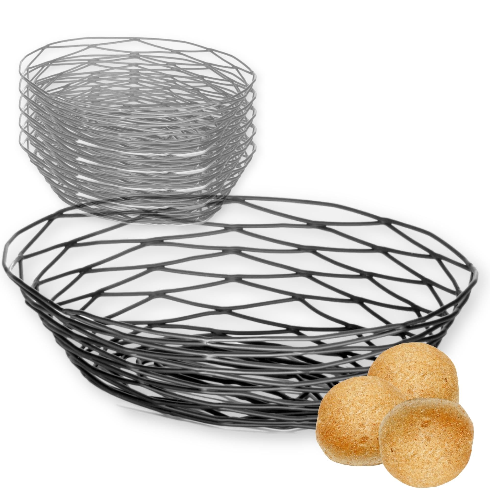 Panier ovale noir lot de 6 pour organiser le pain à table