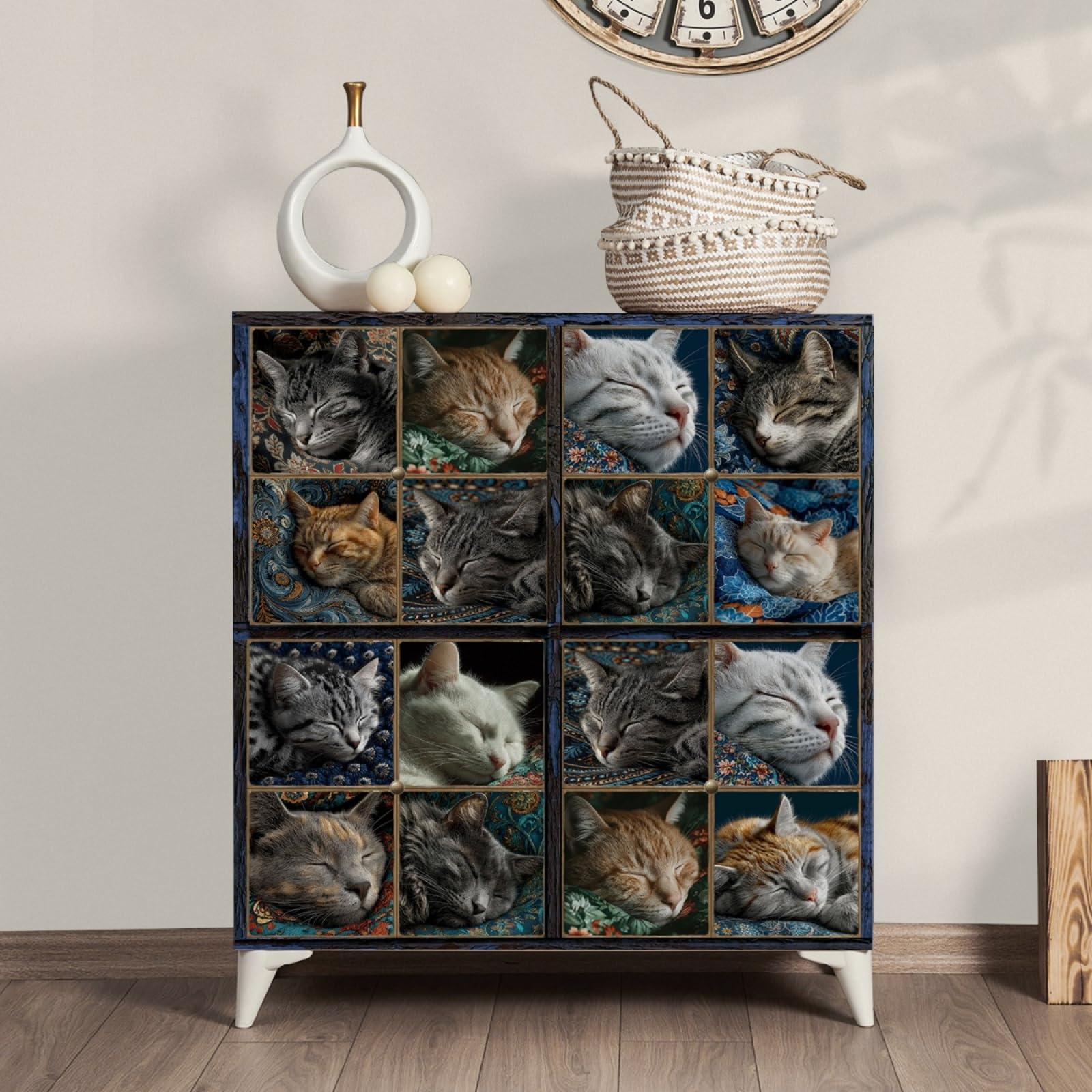 LMYSXAOZ Tile Stickers Grey Cat Brown Stick on Kitchen Tiles Self Adhesive Wall PVC Peel and Covers Transfers Oil-Proof Splashbacks for Walls Removable 15x15cm/24 Pcs