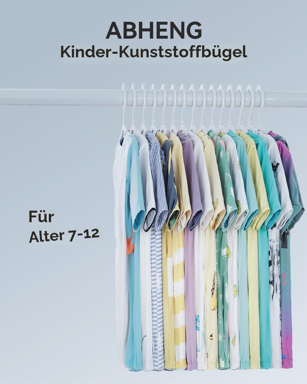 ABHENG 100 Stück Kinder-Kleiderbügel aus Kunststoff, Platzsparend Baby Bügel, Rutschfester Kinderkleiderbügel, Ultra-Schlanke, Premium-Qualität, 35B x 17,5H cm, Weiß, APY07100W