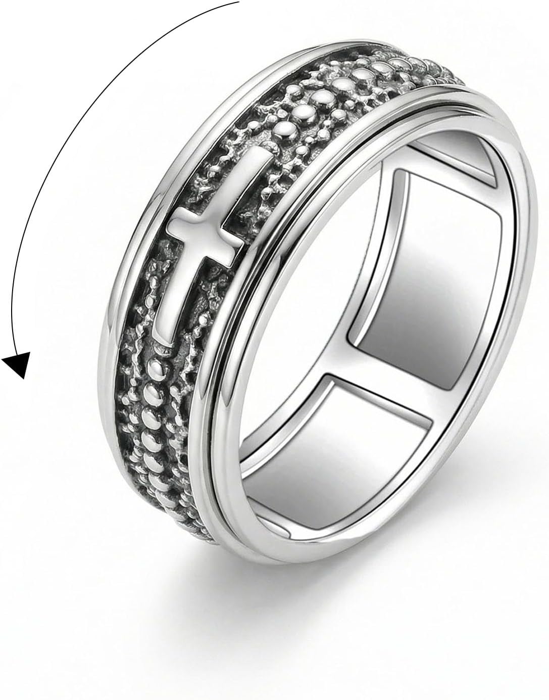 Fidget Spinner Ring Sterling Silver Anti Anxiety Rings Funny Relax Jewelry Gift for Women Men