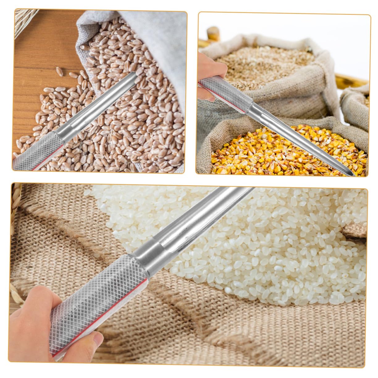 SOLUSTRE Campionatore Asta Sonda Acciaio Inossidabile e Cereali in Portatile per Resistente alla Ruggine Semplice da Usare Agricoltura e Lavorazione del Cibo