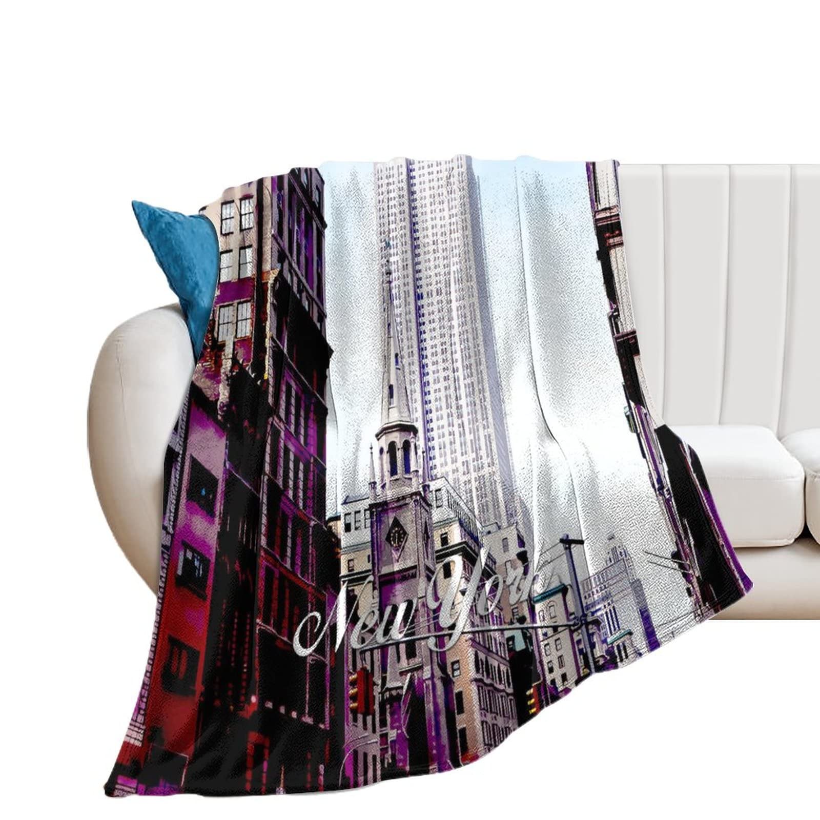 Couverture en flanelle New York contre le froid sur le canapé