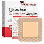 FRESINIDER Silicone Foam Dressing with Adhesive Border - Wound Dressing Bandage - Silicone Foam Pad - Pack of 10 - 4 x 4 Inches Large Waterproof Bandages - Self Adhesive Wound Care and Dressings