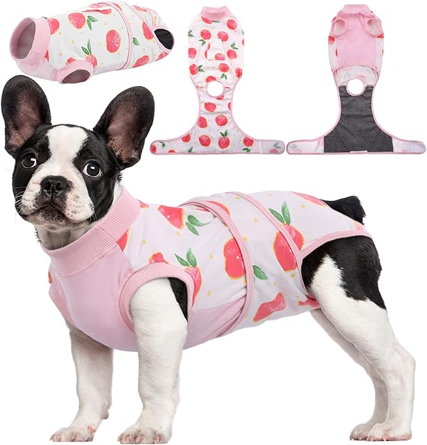 Kuoser Dog Surgery Recovery Suit for After Surgery Male/Female Dogs Cats, Pet Recovery Shirt Puppy Surgical Clothes Abdominal Wounds Protector Dog Post-Operative Vest, Cone E-Collar Alternative
