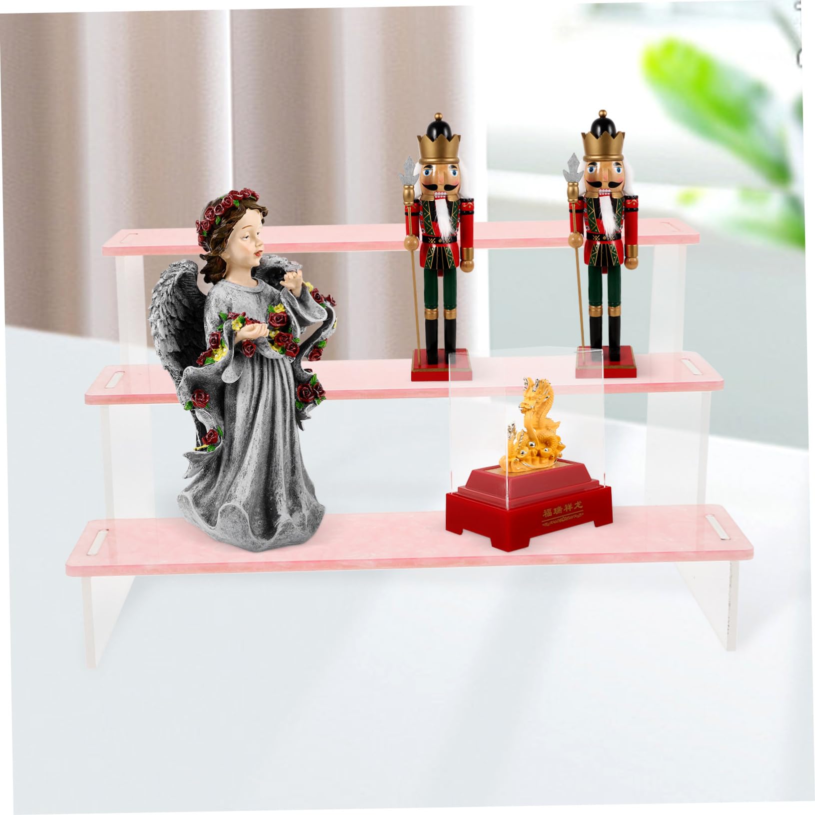 Alipis 2 piezas Estante Acrílico para Figuras y Manualidades Soporte de Almacenamiento Creativo Rosa con Diseño Ondulado para Exhibición y Organización Escritorio