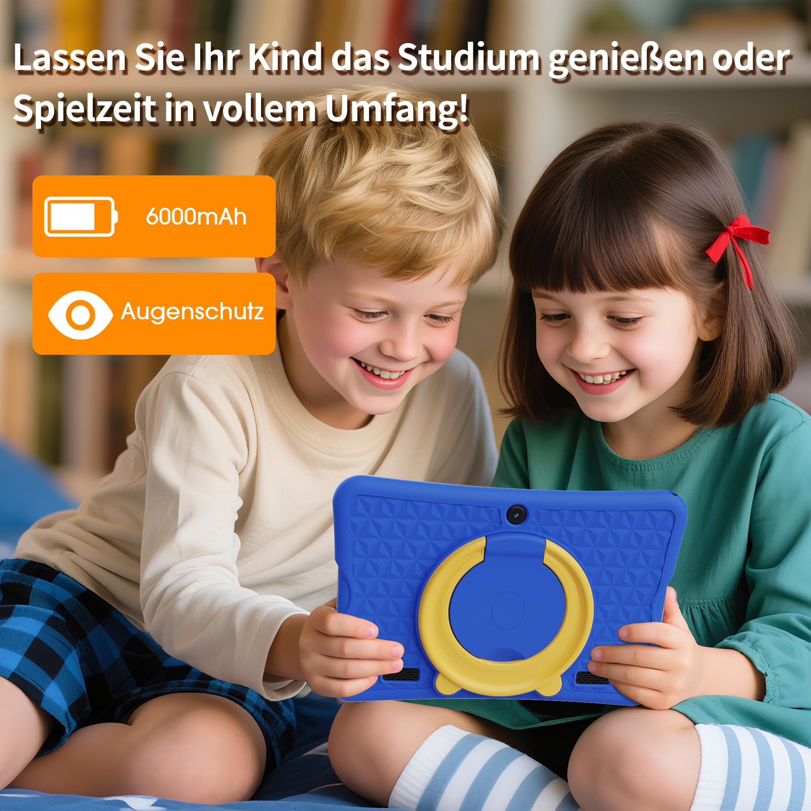 DigiLand 10,1-Zoll-Kinder-Tablet, Android 15-Tablets mit Schutzhülle, RAM 6GB + ROM 32GB, 1280 * 800 IPS-Bildschirm, 2MP+5MP Dual-Kamera, 6000mAh, OTA, Lerntablett mit Kindersicherung und iWawa,Blau