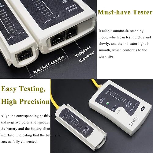 Miniatura 2 de LEATBUY Kit de herramientas de crimpado RJ45, juego de herramientas de crimpado Cat6 CAT5, 50 conectores de paso, 50 cubiertas, probador de cables