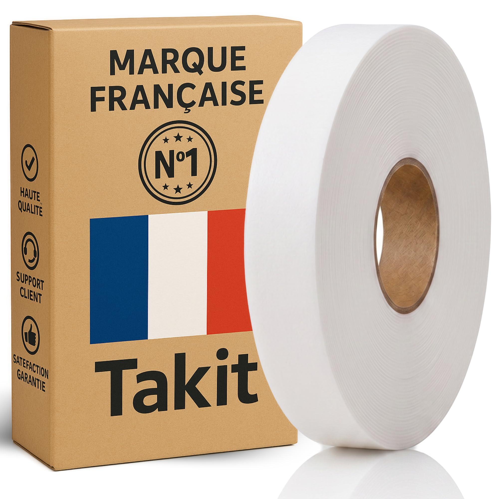 Takit Thermocollant 2cm x 30 mètres - 60g/m2 - Marque Francaise - Bande Adhésive Textile pour Rideau, Couture, Customisation, et DIY