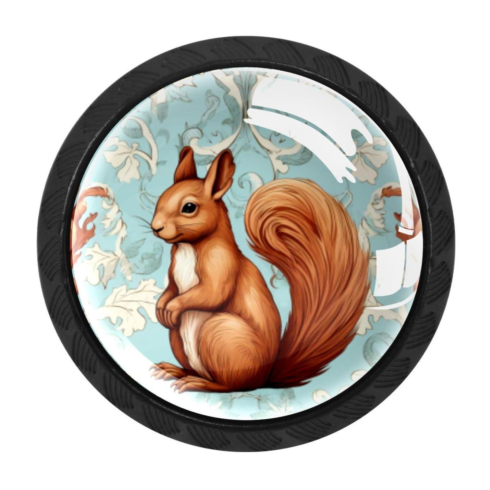 CHENZZZZ Squirrel Drawer Knobs Pull Handle Crystal Glass Circle Shape Cabinet Drawer Pulls Cupboard Knobs with Screws for Kitchen Cupboard Dresser Wardrobe etc