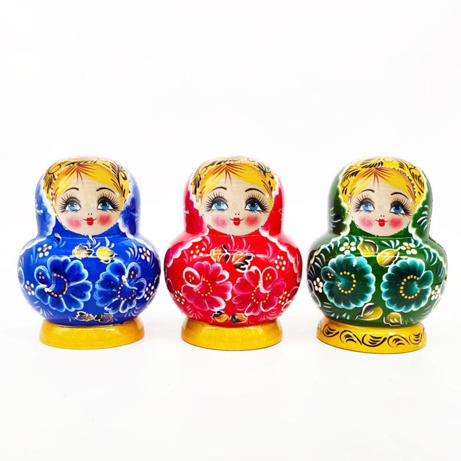 10 Piezas Matrioska Juguete de Madera Apilable Hecho a Mano Pintada a Mano Tradicional Regalo Adecuado para Decoración del Hogar, Azul
