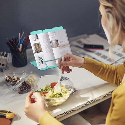 Miniatura 3 de Honagu Soporte de metal para libros de escritorio, soporte para libros para leer manos libres, soporte ajustable para documentos de libros de