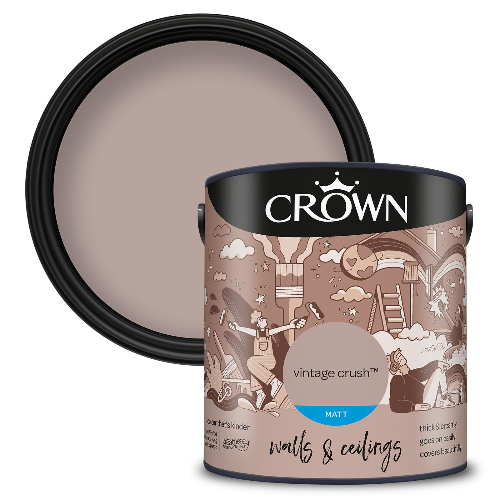 Crown Walls & Ceilings Matt Emulsion Paint, Size 2.5L, Vintage Crush