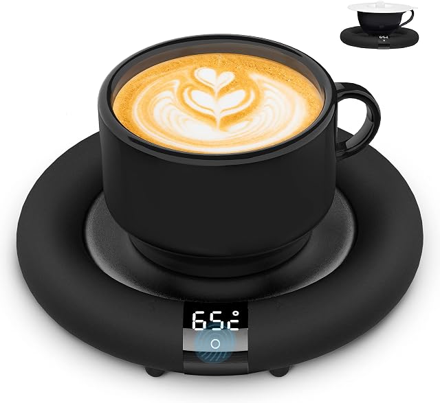 EasyAcc 2023 New Coffee Mug Warmer Electric Beverage Warmer Auto Shut Off Touch Switch 3 Temp Up to 167°F/75 LED Display Plate Smart Cup Warmer for Cappuccino Tea Water Glass Milk-Xmas Coffee Gift