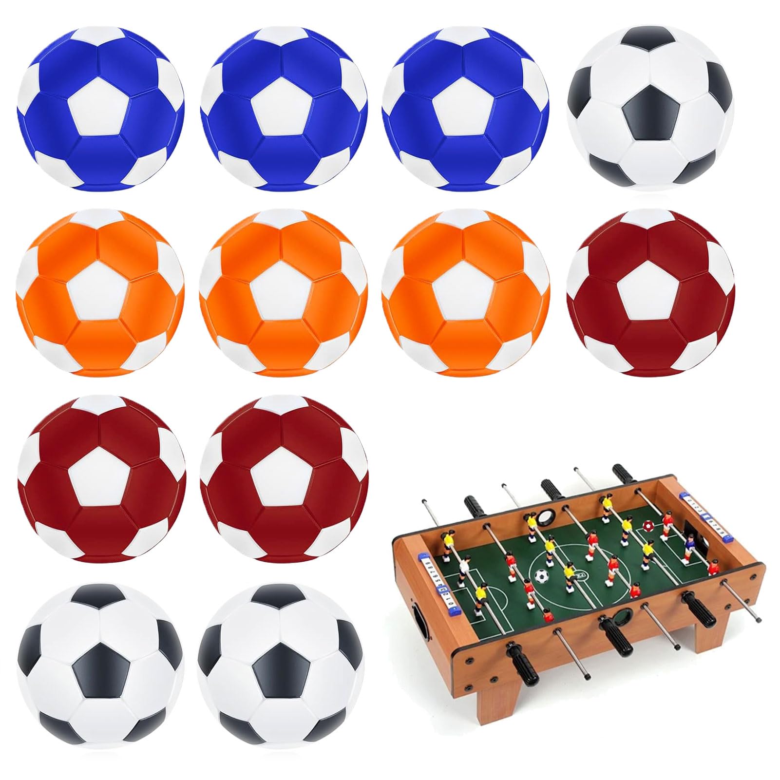 12 Stück Kickerbälle,Kickerball,Tischkicker Bälle,Kicker Bälle,Mini Fussball,Tischkicker Ball,Tischfussball,Kicker Ball(32mm) Tabletop Football Aus Abs,4 Farbkombinationen