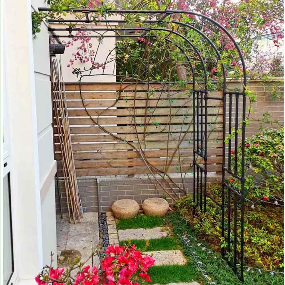 Arco Da Giardino Gotico In Metallo - Traliccio Per Piante Rampicanti 125x287cm, Nero, Per Esterni - Foto 8