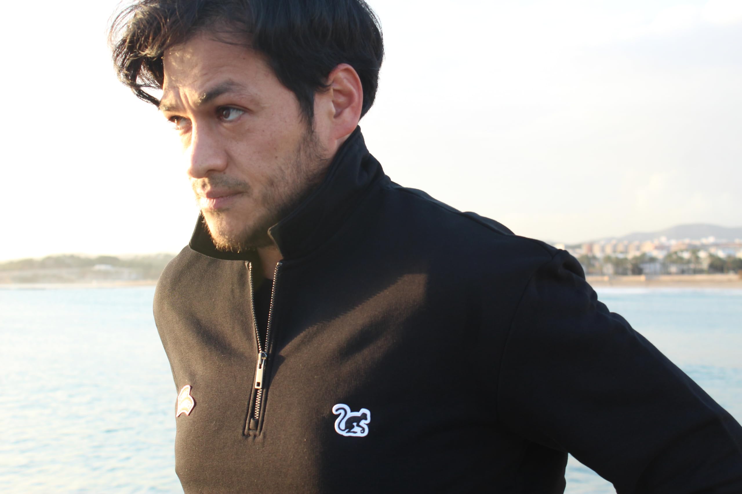 Surf Monkey Felpa 1/4 Cerniera - Collo Tipo Polo - Cotone biologico