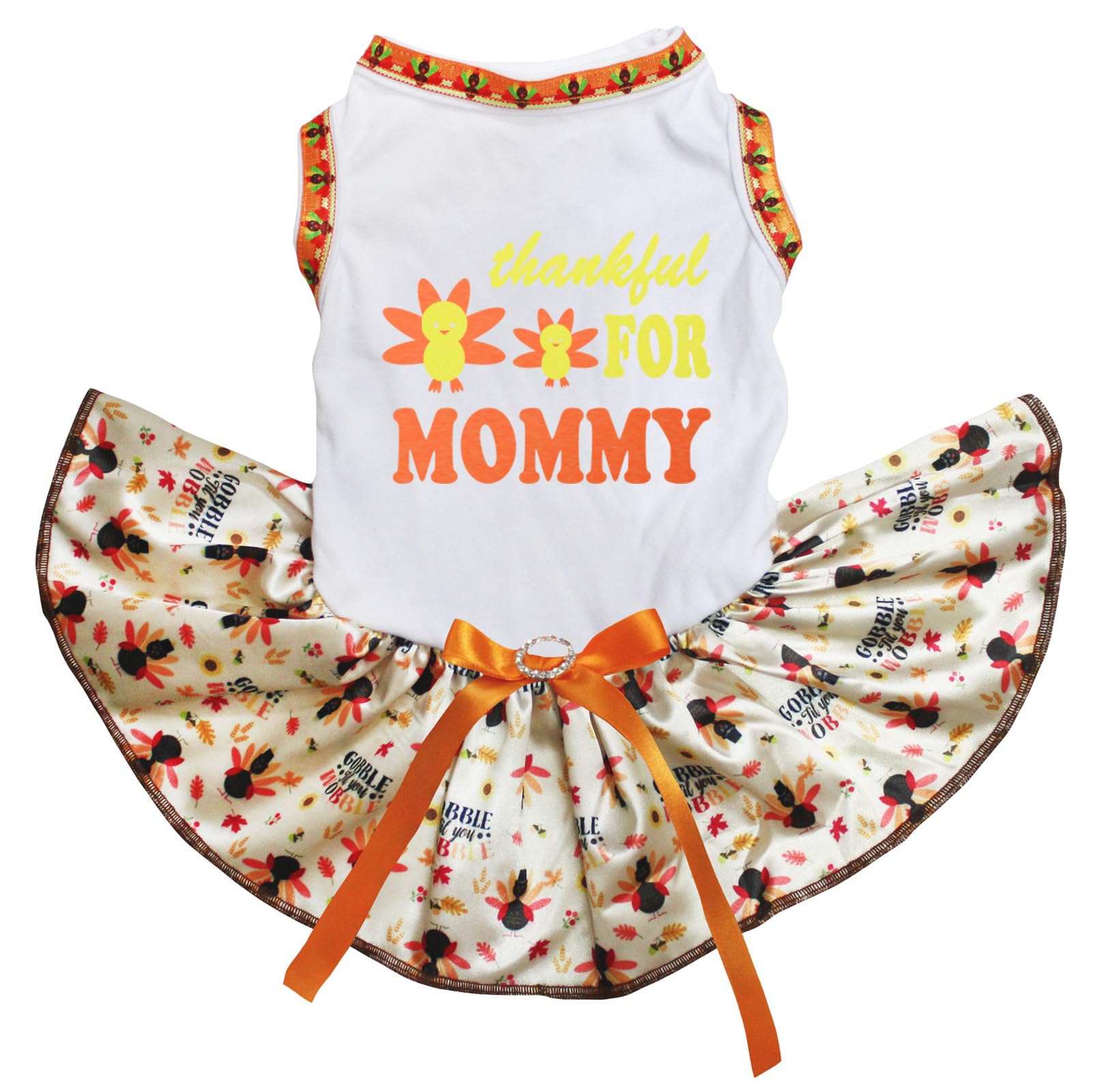Robe pour chiot blanche Thankful Turkey vêtement chien pour journée en famille