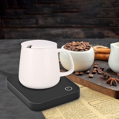 Miniatura 3 de VOBAGA Coffee Cup with Lid and Flat-Bottom, 13 oz Tea Mug for Daily Use Warming Coffee&Tea (Black)