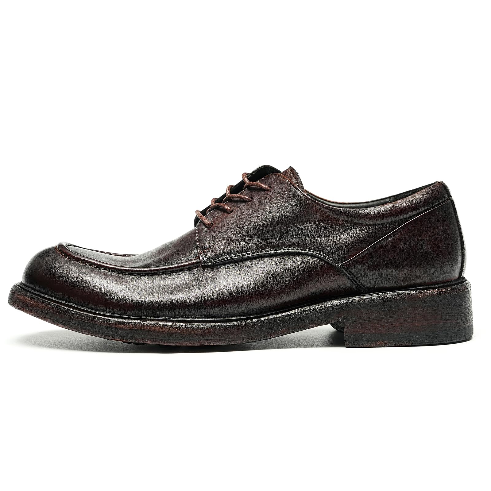 Derbys Vintage in Vera Pelle Morbida da Uomo Scarpa in Bovina Fatta a Mano Scarpe Stringate Affari Casuale