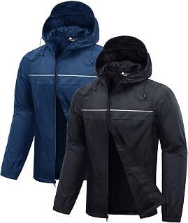 SWISSWELL 2-Pack Men's Waterproof Rain Jacket - Lightweight Packable Hooded Windbreaker for Hiking, Golf, Cycling