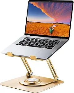 Laptop Stand for Desk, Adjustable Computer Stand with 360° Rotating Base, Ergonomic Laptop Riser for Collaborative Work, Foldable & Portable Laptop Stand, fits for All 10-16" Laptops