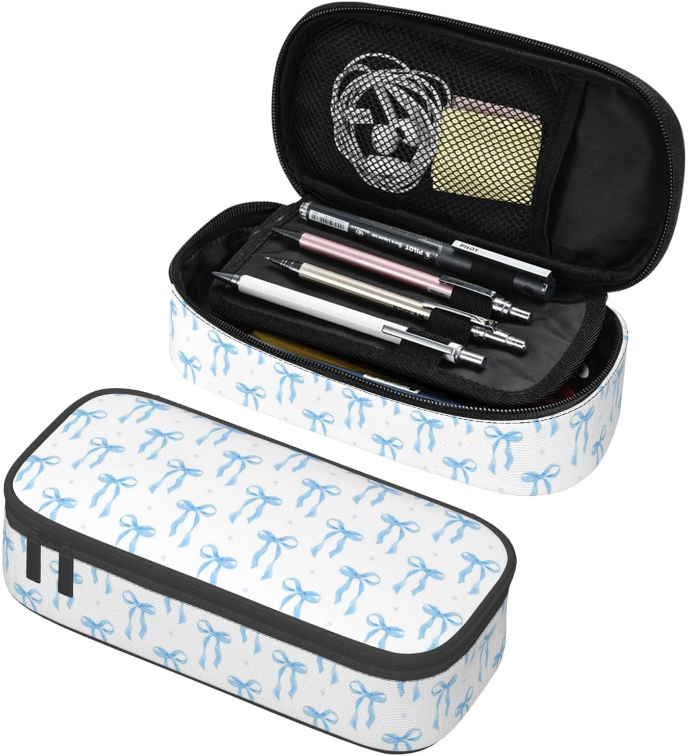 Black Bow Large Pencil Case for Girls Boys, Pencil Pouch Pen Bag Kids Teen