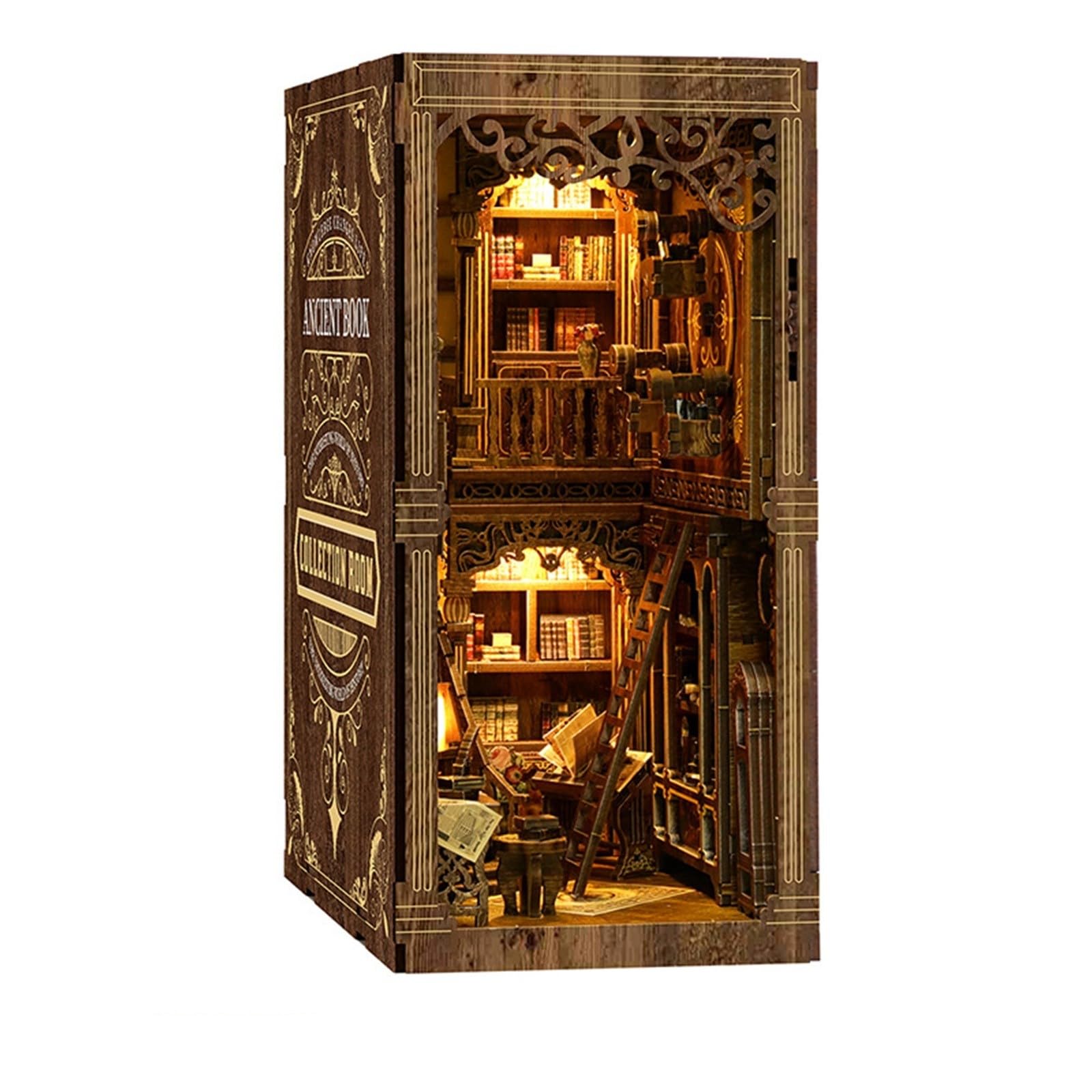 Generico Kit Fai da Te per la Stanza della Collezione di Libri antichi | Kit di Inserimento per libreria in Miniatura Fai da Te Leggero Puzzle in Legno 3D per libreria per Amanti dei Libri e 458