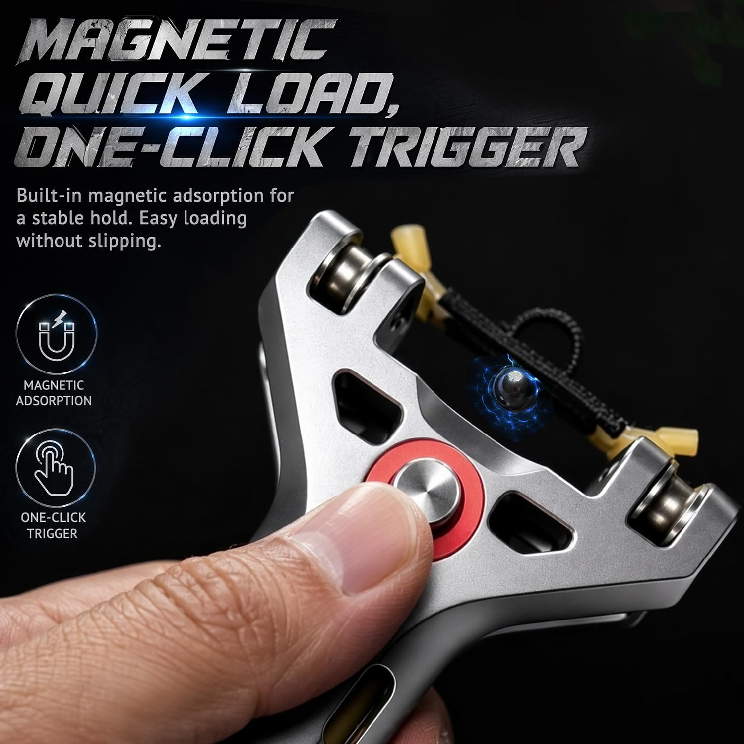 Slingshot for Adults with Magazine 2 Bands and 100 Balls | Aluminum Alloy Catapult Semi Automatic Loading Set, High Precision Target Training Sling Shot