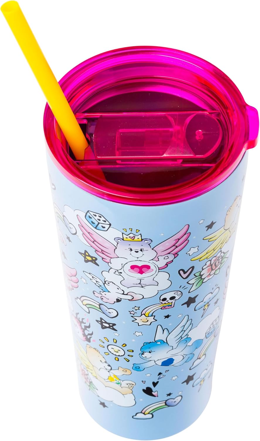 Silver Buffalo Care Bears Featuring Grumpy, Love-A-Lot, Cheer, Wish, and Good Luck Bears Double Walled Stainless Steel Tumbler with Straw, 22 Ounces - Image 5