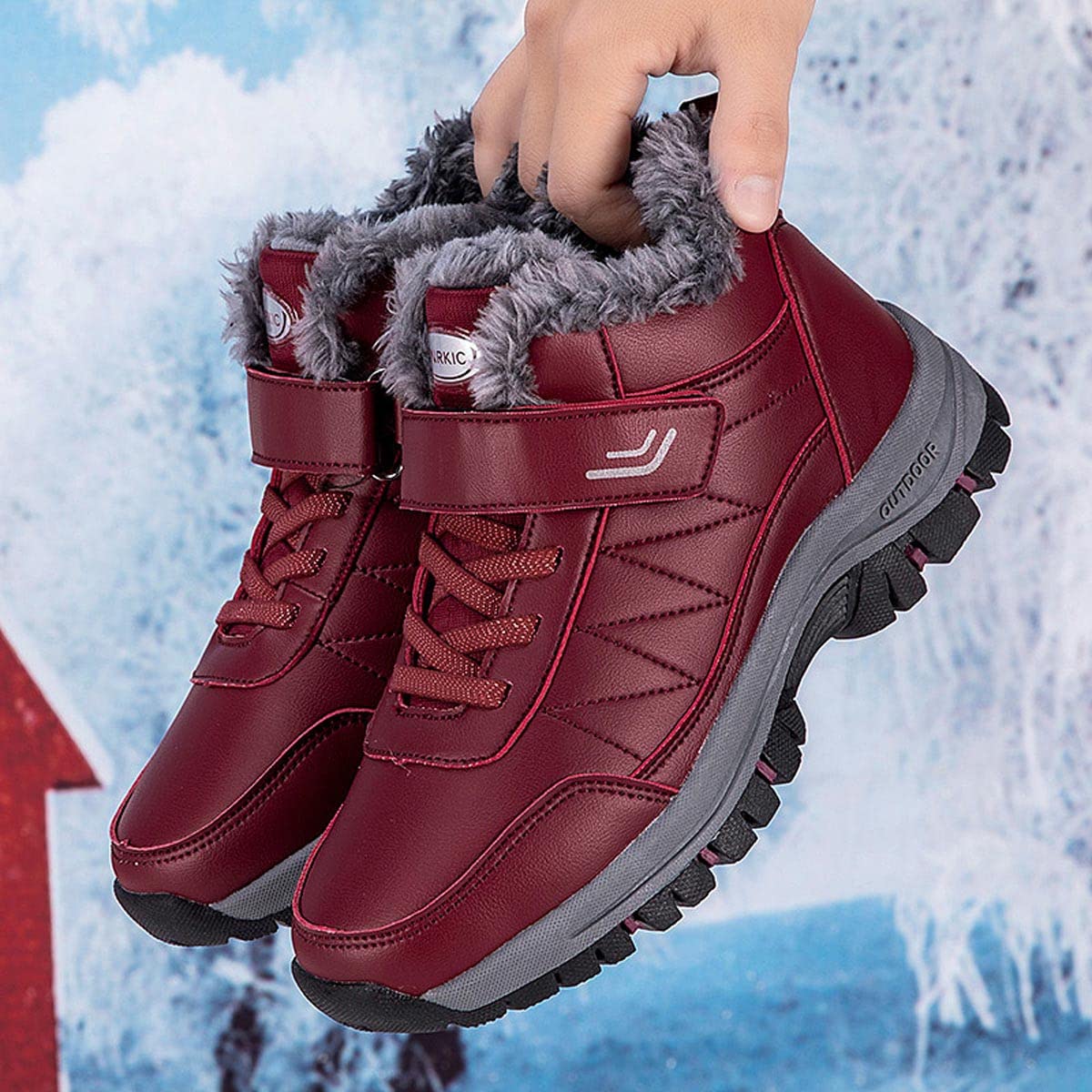 YUKTOPA Męskie i damskie buty zimowe z ciepłą podszewką, śniegowce outdoorowe, wodoszczelne, antypoślizgowe, buty trekkingowe, buty zimowe, buty turystyczne, rozm. 35-48
