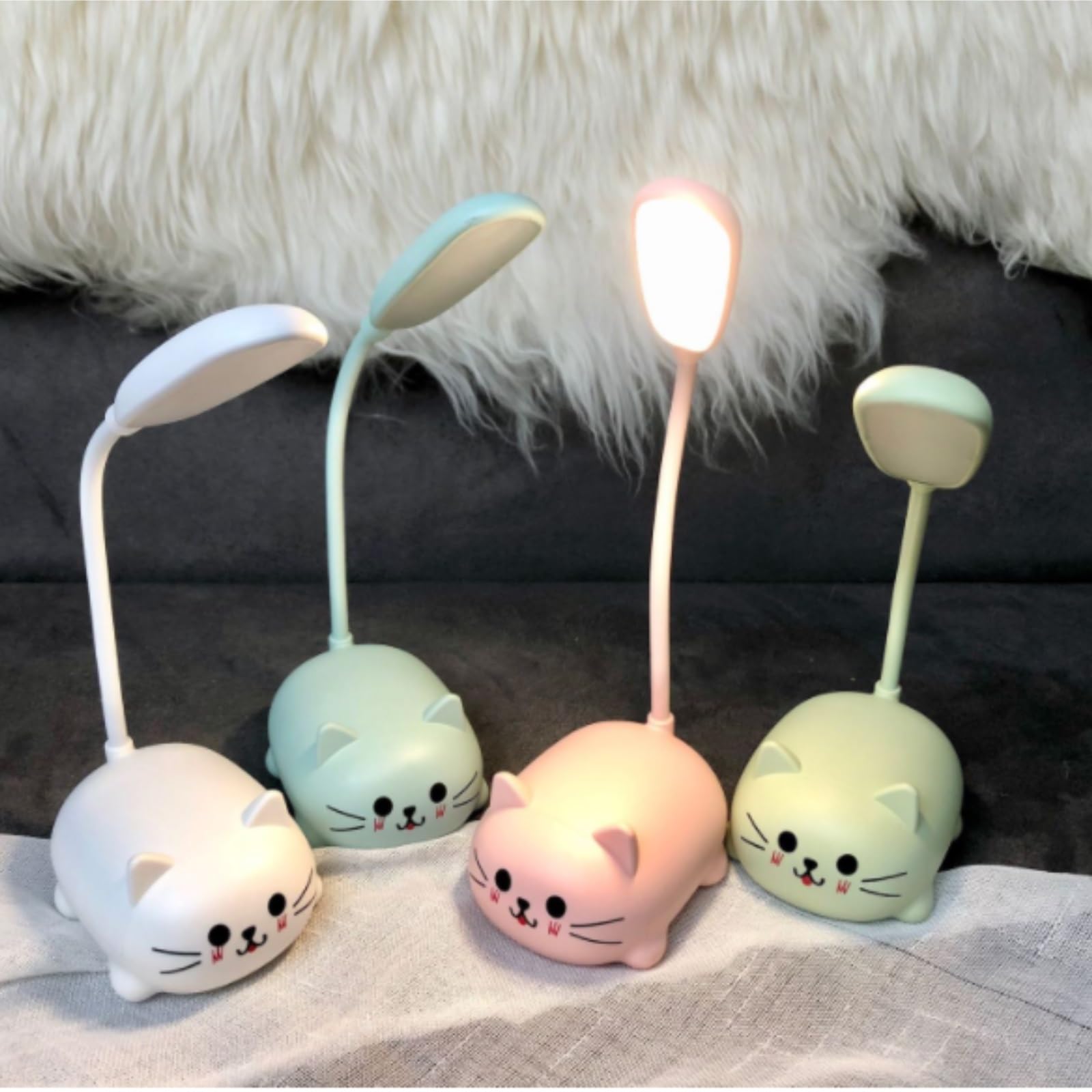 Lampada da Scrivania Moderno Lampada da Tavolo A LED, Luce Notturna Portatile, Pieghevole, Ricaricabile Tramite USB Lampada Comodino(Blue)