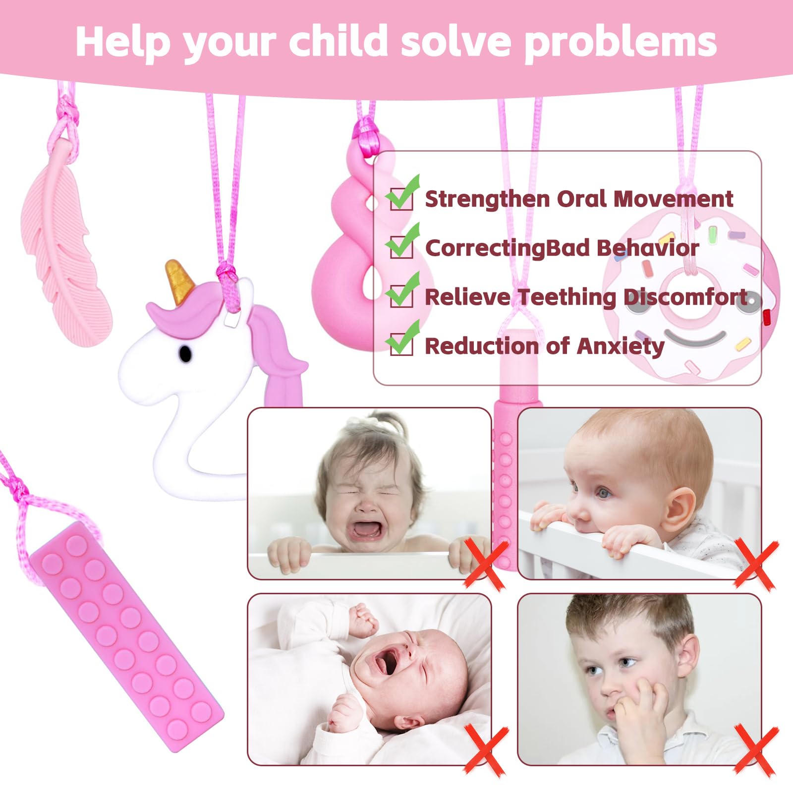 Lot De 6 Colliers Sensoriels à Mâcher CLDY Pour Autisme TDAH - Jouets Silicone Alimentaire Sans BPA