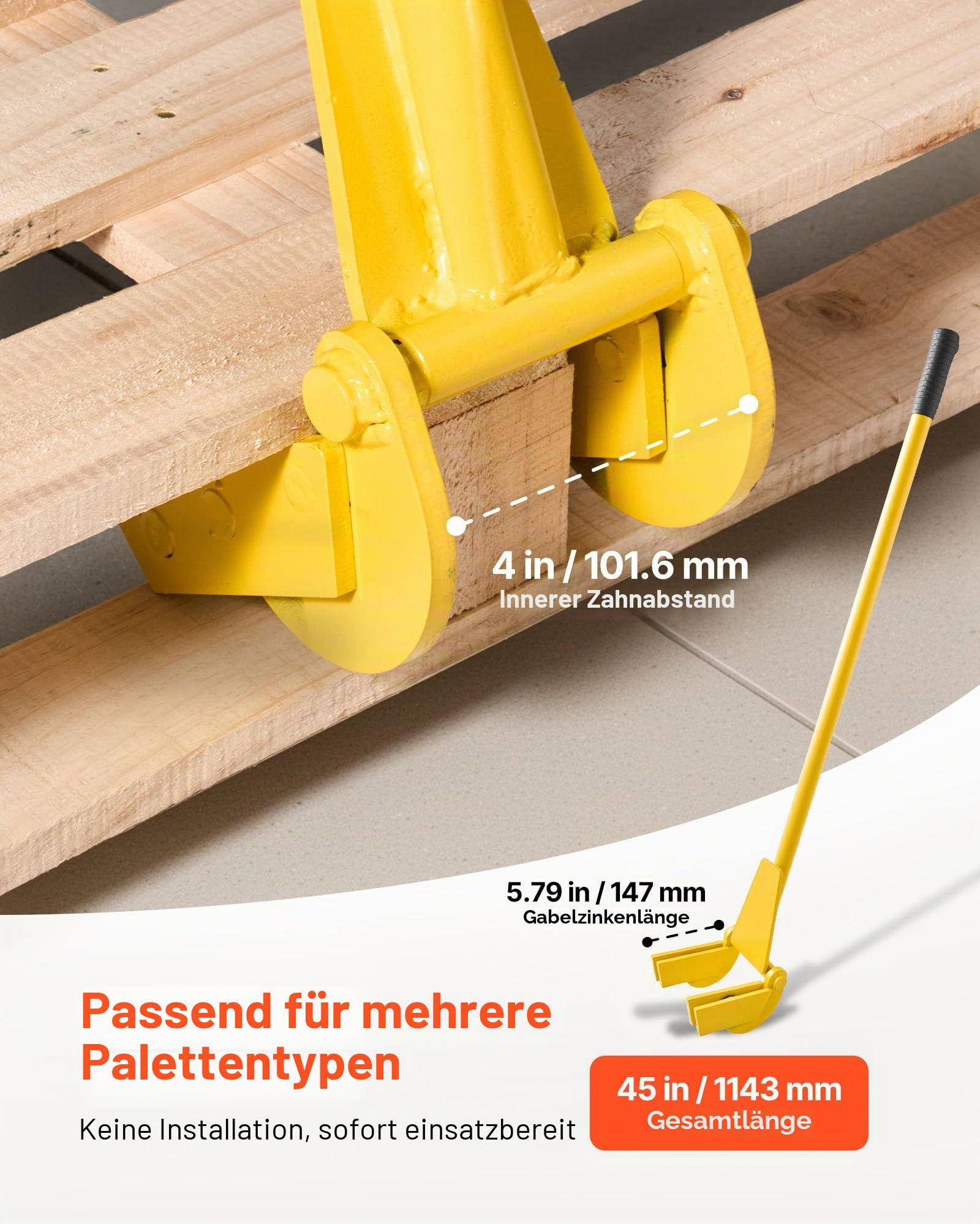 VEVOR Brecheisen 113 cm, Brechstange, 907 kg Belastbarkeit, Abbruch-& Hebelstange zum Entfernen von Terrassendielen, für Bodenbeläge, Rahmenkonstruktionen, Dächer, Verkleidungen & Trockenbauwände