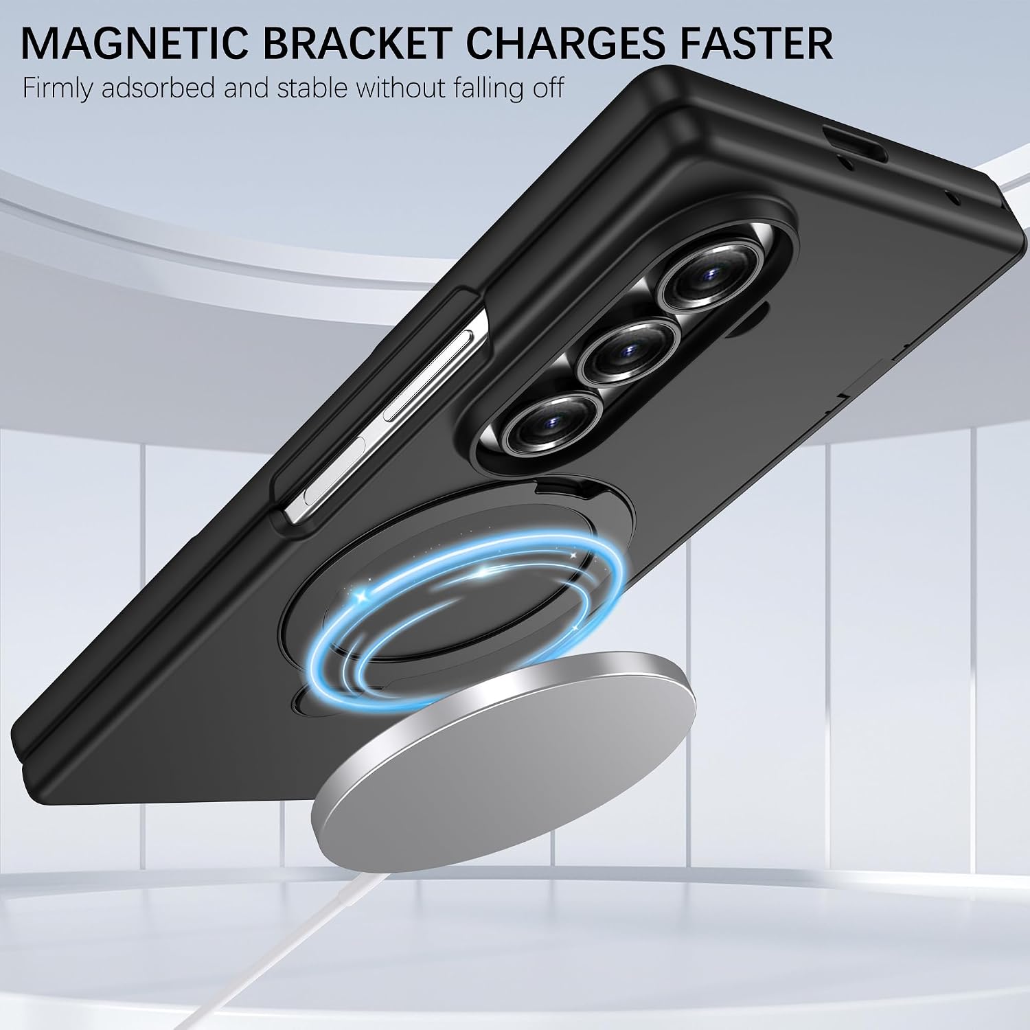 for Samsung Galaxy Z Fold 8 Ultra Case Magnetic with Kickstand | Built-in Screen Protector,Hinge Protection,Kickstand,Fit for Magsafe,Full Body Protective Phone Case for Z Fold 8 Ultra-Black thumbnail