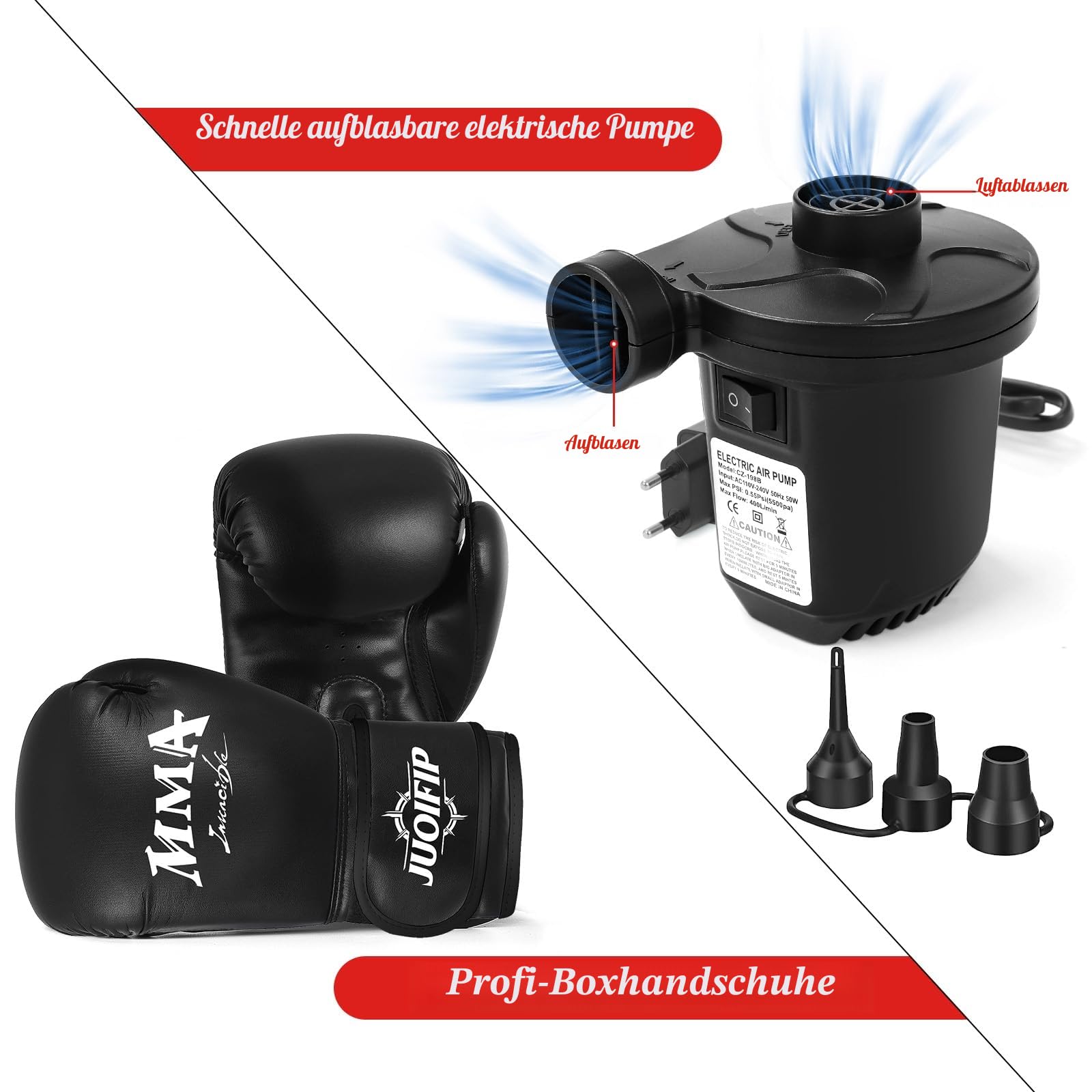 NZQXJXZ Boxsack Stehend für Erwachsene, 175 cm Schwerer Boxsack- Männer Stehboxsack Aufblasbarer Kickboxsack Kinder für Reaktionstraining MMA Muay Thai Fitness Taekwondo