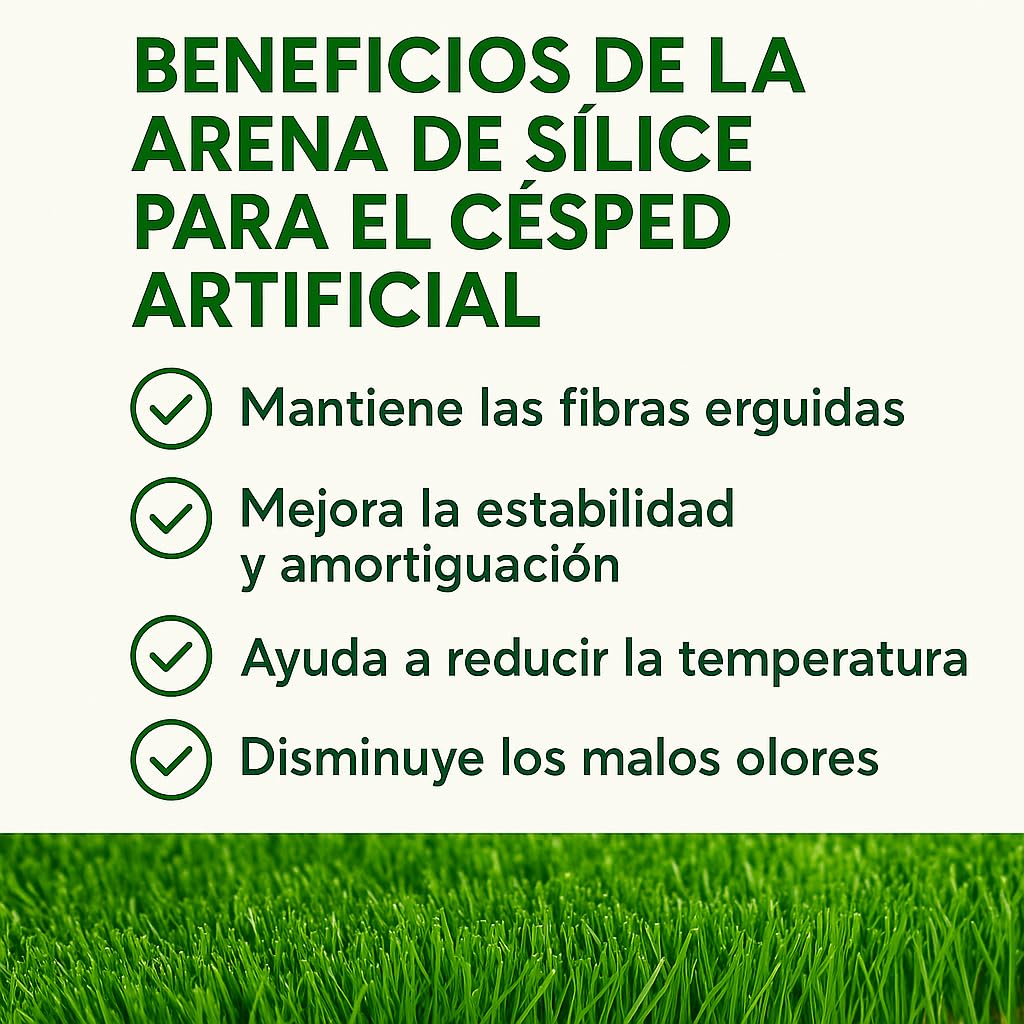 FERTIBONO Arena de Sílice para Césped Artificial 25 kg – Evita Césped Aplastado y Calor Sofocante – Alta Pureza 98,5% – Seca, Lavada y de Granulometría Controlada – Uso Residencial y Deportivo