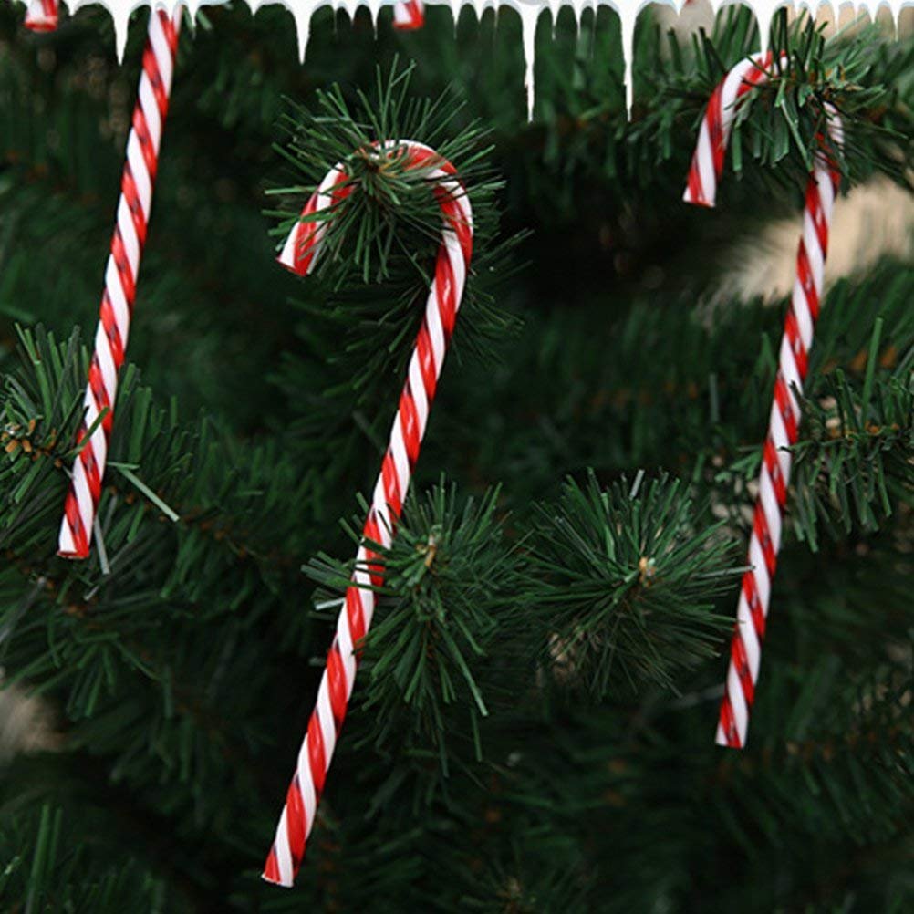 BinaryABC Plastic Candy Cane Ornaments,Christmas Tree Decoration,Christmas Tree Ornaments 12Pcs