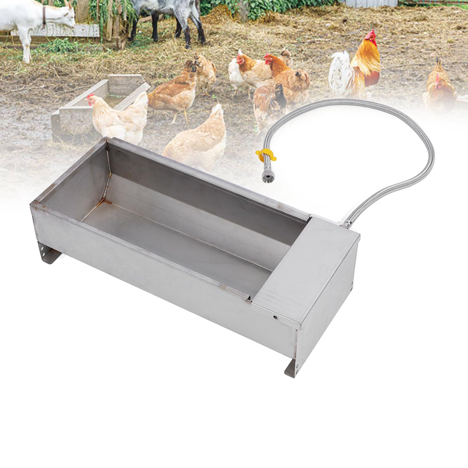 Haofy de Bebedero Automático de 50x21 Cm de Gran Capacidad con Acero Inoxidable para un Suministro Constante de Agua, Conservación Eficiente, para Pollo, Pato, Ganso, Vaca, Oveja, Granja,
