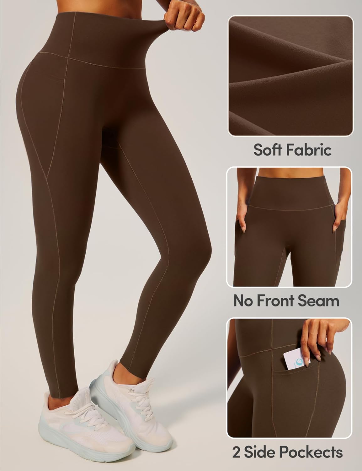 IUGA Invisible Scrunch Butt Lifting Leggings for Women No Front Seam Workout Leggings with Pockets Tummy Control Yoga Pants - Image 4