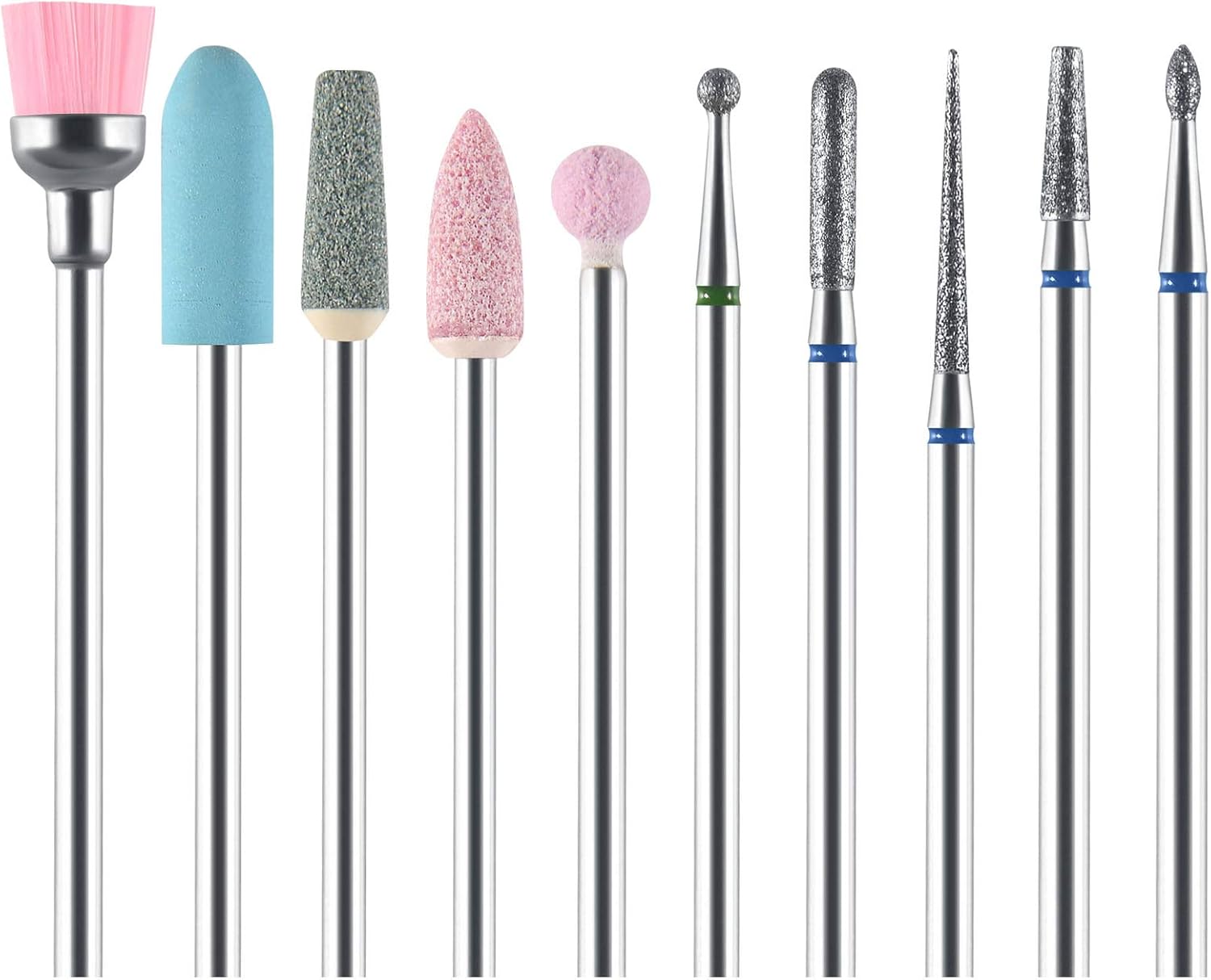 Nail Bits Set, 10 stks Elektrische Manicure Set 3/32″, Professionele Nagelboorset Nail Drill Bits Kit voor Peel, Slijpen, Polijsten, Nagelverwijdering